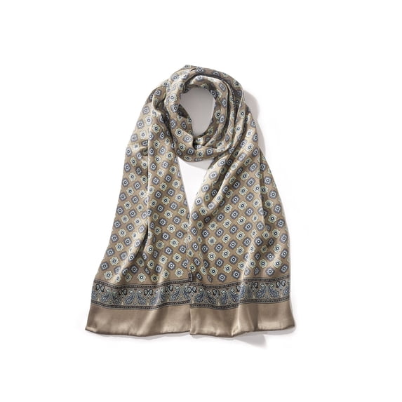 Geometric Pattern Long Silk Scarf