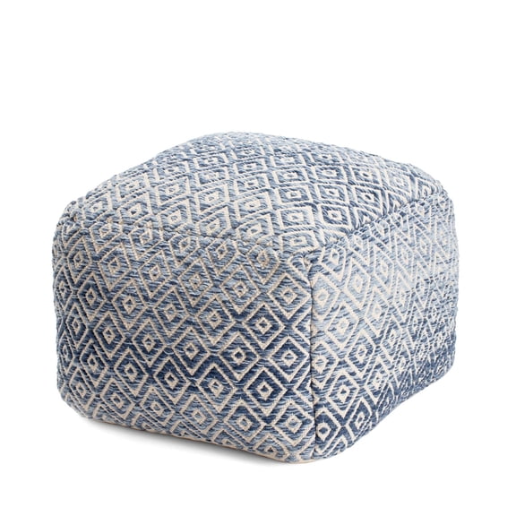 Geometric Pattern Pouf Ottoman Foot Rest - Marine Blue