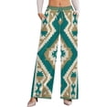 thumbnail image 1 of Geometric Pattern Rug Design Women's Casual Wide Leg Pants Comfort Pockets Elastic Waist Loose Fit Pants, 1 of 7