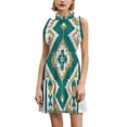 thumbnail image 1 of Geometric Pattern Rug Design Women's Fashion Casual Dress Summer Stand Up Collar Ruffles Sleeve Dress Elegant Dresses, 1 of 4