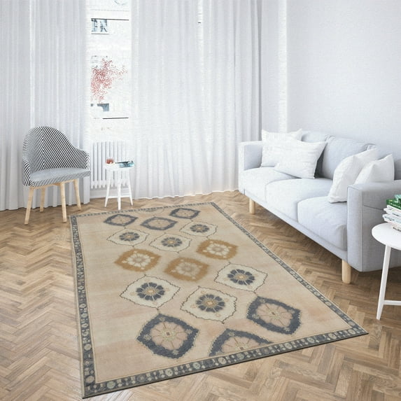 Geometric Pattern Rugs, Abstract Rugs, Brown Rugs, Oushak Rug, Turkish Rug, Luxury Rug, Office Rug, Door Mat, Thin Rug, Vintage Design Rug, 3.9'x5.9' - 120x180 cm
