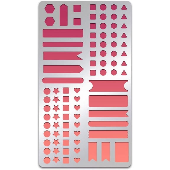 Geometric Pattern Stainless Steel Stencils 7x4inch Heart/Star Pattern Painting Template Journal Tool for Wood Burning Pyrography Engraving DIY Craft Silver