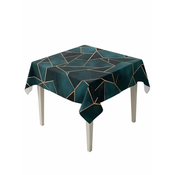 Geometric Pattern Table Cloth 54x54 Inch Square, Dark Green Triangle Collage Waterproof Tablecloth Washable Table Cover for Party Picnic Dinner Decor