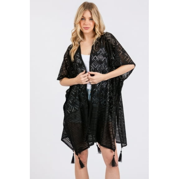 Geometric Pattern Tassel Cover Up