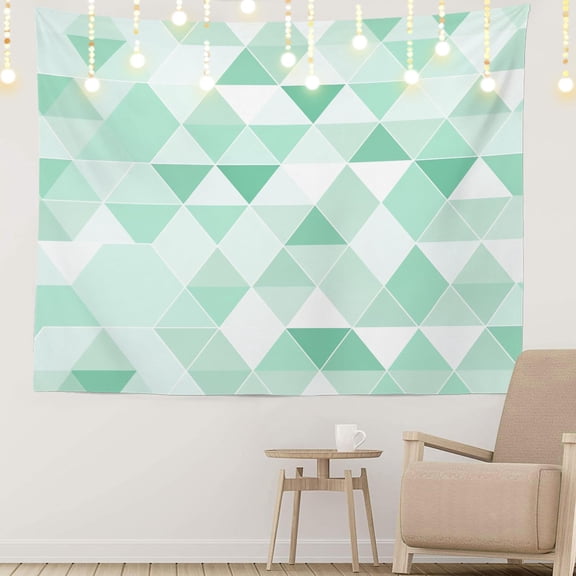 Geometric Pattern Wall Tapestry, Triangular Tiled Wall Hanging Large Tapestry Decoration Polyester Fiber White Hem Around for Dorm Room Bedroom 30 x 40 in