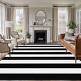 thumbnail image 1 of Geometric Pattern Washable Living Room Rugs 5'x8', Black Line Stripe Simple Style Low Pile Throw Large Area Rug Non-Slip Sturdy Edge Binding Carpet for Living Room Kitchen Office, 1 of 9