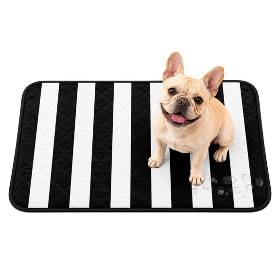 Geometric Pattern Washable Pee Pads for Dogs, Black Line Stripe Simple Style Reusable Puppy Pads Waterproof Pet Mat, Absorbent Dog Pee Pads for Crate Pet Training Whelping Playpen Mats 24"x18"