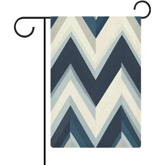 Geometric Pattern Welcome Garden Flag Double Sided 12x18 Inch White And Blue Chevron Farmhouse Outdoor Holiday Decoration Flag