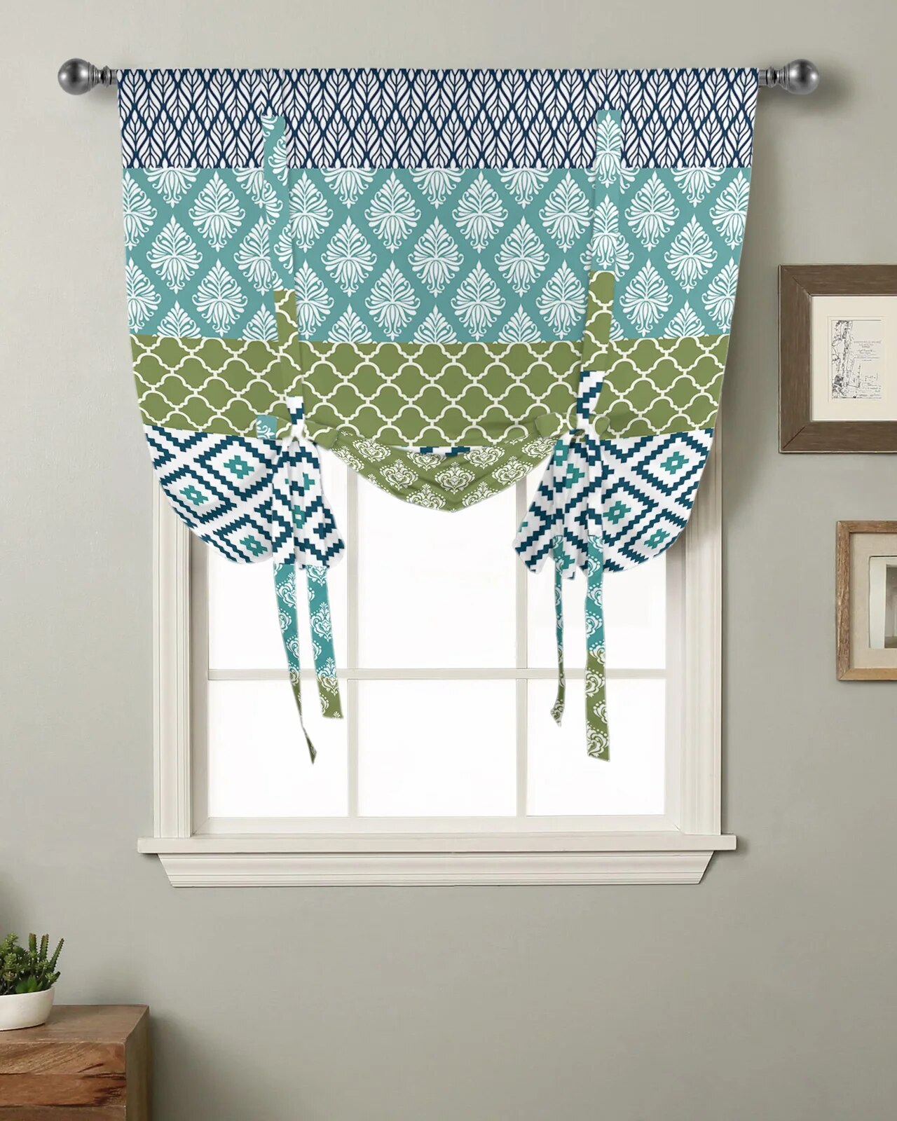 Geometric Pattern Window Curtain for Living Room Curtains for Kitchen