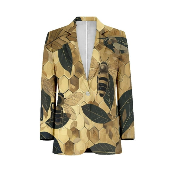 Geometric Pattern With Bee Customized Men's Suits full man Shawl Collar Gentleman Suits for Wedding Business