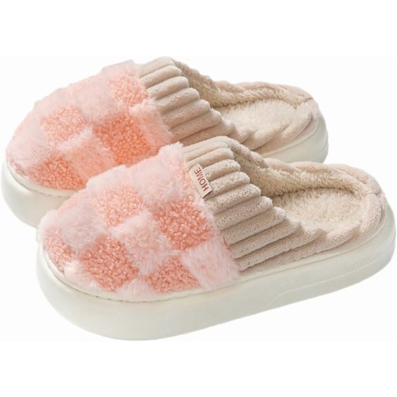 Geometric-Patterned Easy-On Slippers - High-Pile Fleece Lining & Anti-Slip Sole for Indoor Comfort (Unisex)