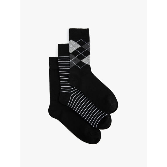 Geometric Patterned Striped 3-Pack Socket Socks Set