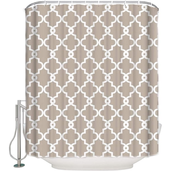 Geometric Patterned Waterproof 100% Polyester Fabric Shower Curtain for Bathroom 72" x 84" Extra Long- Grey