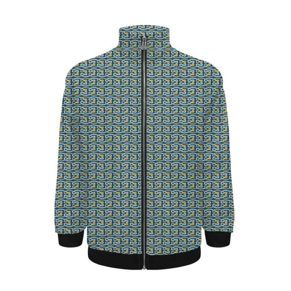 Geometric Patterns Jacket Men's Street Cool Long Sleeves Coat Personality Tops Oversized Zipper Jackets Male Clothes