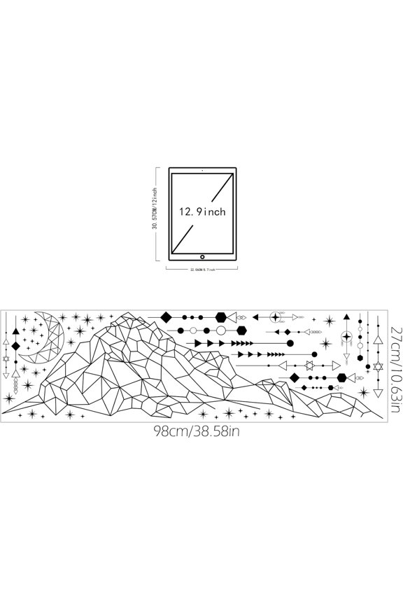 Geometric Peaks Wall Decal Moon Pendant Vinyl Wall Stickers Removable Wall Art Stickers for Home Bedroom Living Room Nursery Study Decorations