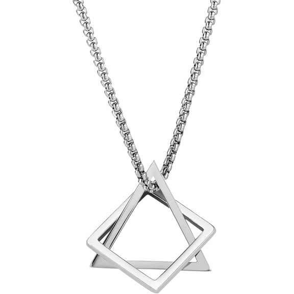 Geometric Pendant Necklace Triangle Cube Dangle Necklace Adjustable Long Chain Charm Punk Hip Hop Necklace Jewelry for Men Women