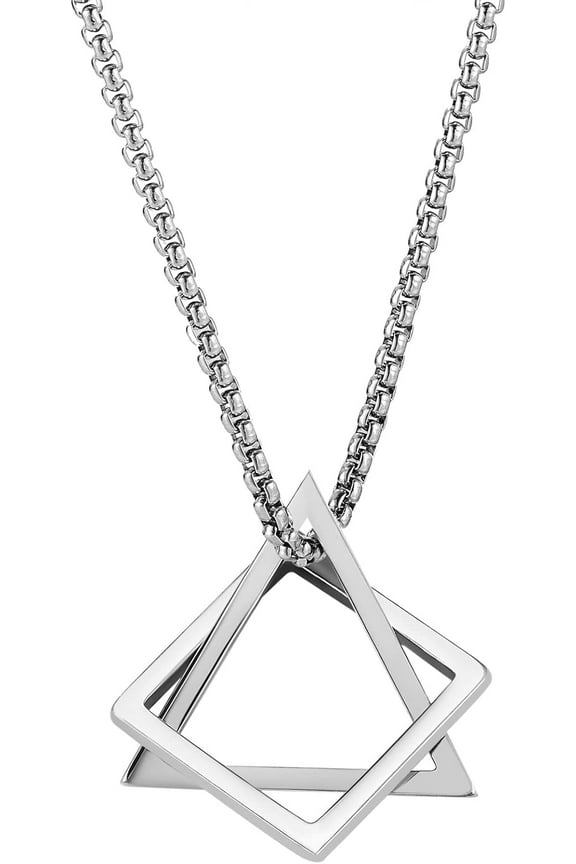 Geometric Pendant Necklace Triangle Cube Dangle Necklace Adjustable Long Chain Charm Punk Hip Hop Necklace Jewelry