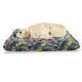 thumbnail image 1 of Geometric Pet Bed, Patchwork Inspired Half Arc Shaped Colorful Curved Stripes in Grunge Style, Chew Resistant Pad for Dogs and Cats Cushion with Removable Cover, 24" x 39", Multicolor, by Ambesonne, 1 of 4