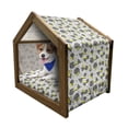 thumbnail image 1 of Geometric Pet House, Line Art with Circle Triangles and Chevron Zigzags Vintage Art Print, Outdoor & Indoor Portable Dog Kennel with Pillow and Cover, 5 Sizes, Yellow Black White, by Ambesonne, 1 of 5
