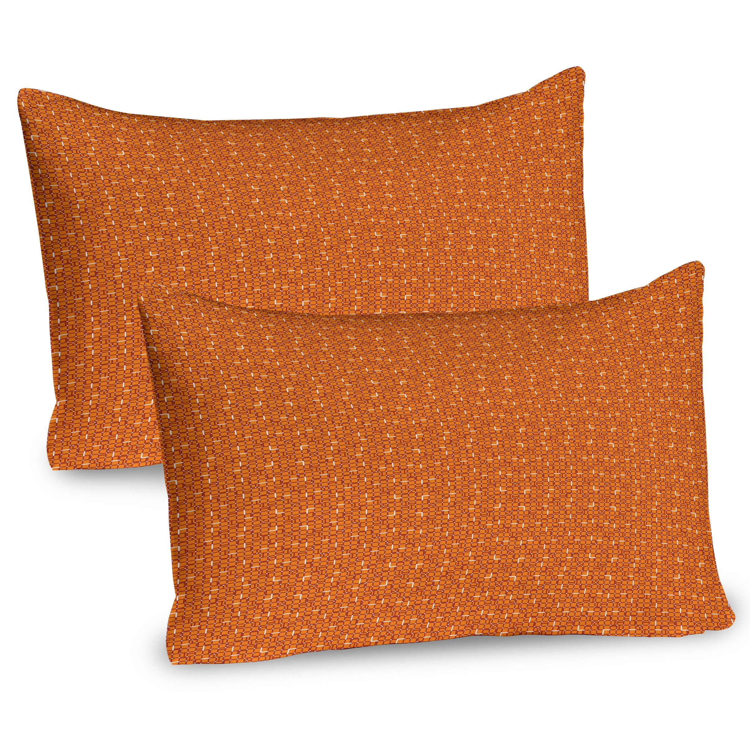 Burnt Orange Geometric Microfiber Pillow Sham Set