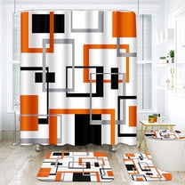 Geometric Pink Bathroom Set with Shower Curtain and Rug and Accessories, Black and Gray Shower Curtain Set, Pink Abstract Luxury Shower Curtain for Bathroom,Modern Bathroom Decor 4 Pcs