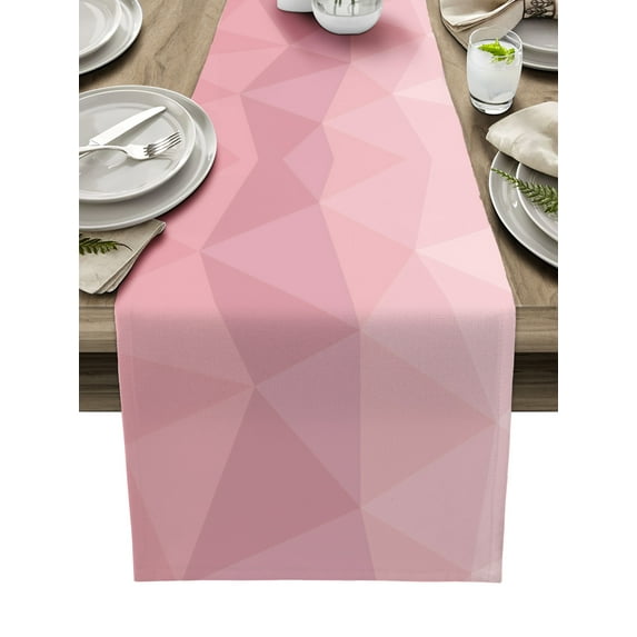 Geometric Pink Gray Gradient Triangle Linen Table Runner Kitchen Table ration Dining Tablecloth Wedding Party r