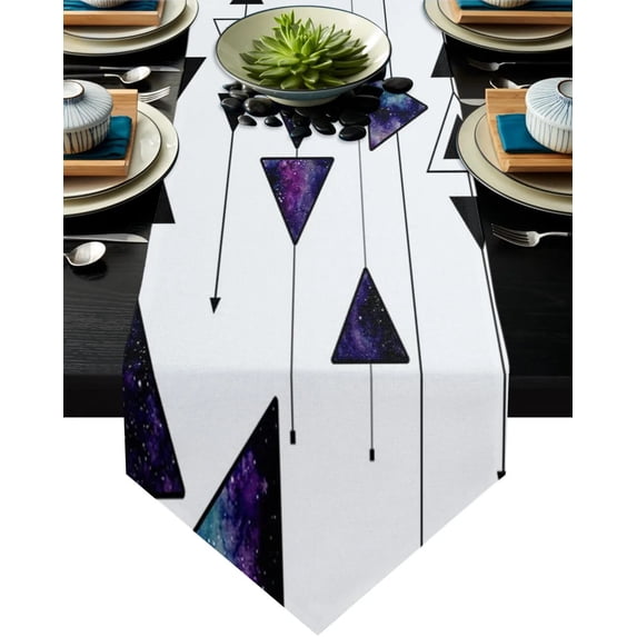 Geometric Pink Gray Gradient Triangle Modern Table Runner Home Decor Wedding Party Decoration For Hotel Banquet Tea Table Cloth