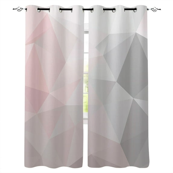 Geometric Pink Gray Gradient Triangle Printed Window Curtains Living Room Bedroom Children Room Mode