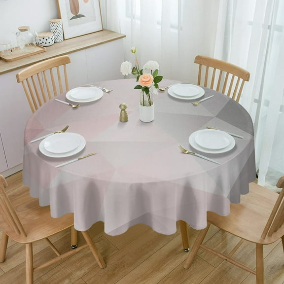 Geometric Pink Gray Gradient Triangle Round Waterproof Tablecloth Home Decorative Table Cover Party Wedding Dining Table Cloth