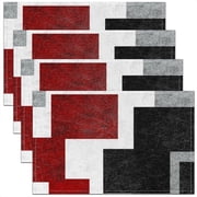 Geometric Placemats Set of 4 18x12 Placemat for Kitchen Dining Table Decor Indoor Outdoor Stripe Line Table Place Mats Abstract Art Decor Table Place Mats Black Red