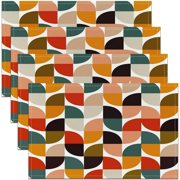 Geometric Placemats Set of 4 for Geometry Placemat for Kitchen Dining Table Decor Indoor Outdoor 18"x12" Stripe Line Table Place Mats, Decor Modern Art Abstract Colorful