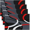 thumbnail image 1 of Geometric Placemats Set of 4, Modern Abstract Art Place Mats 12x18 Inch for Dining Table Decorations, Gray Red Black Stripe Line Circle Table Mats for Kitchen Decor Dinner Indoor, 1 of 4