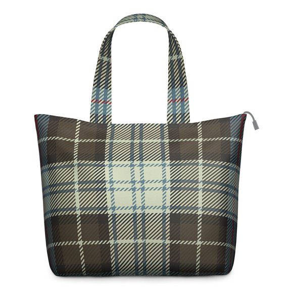 Geometric Plaid Aesthetic Travel Tote Colorful Checkered Duffel Bag with Abstract Striped Pattern Design, Great for Stylish Women