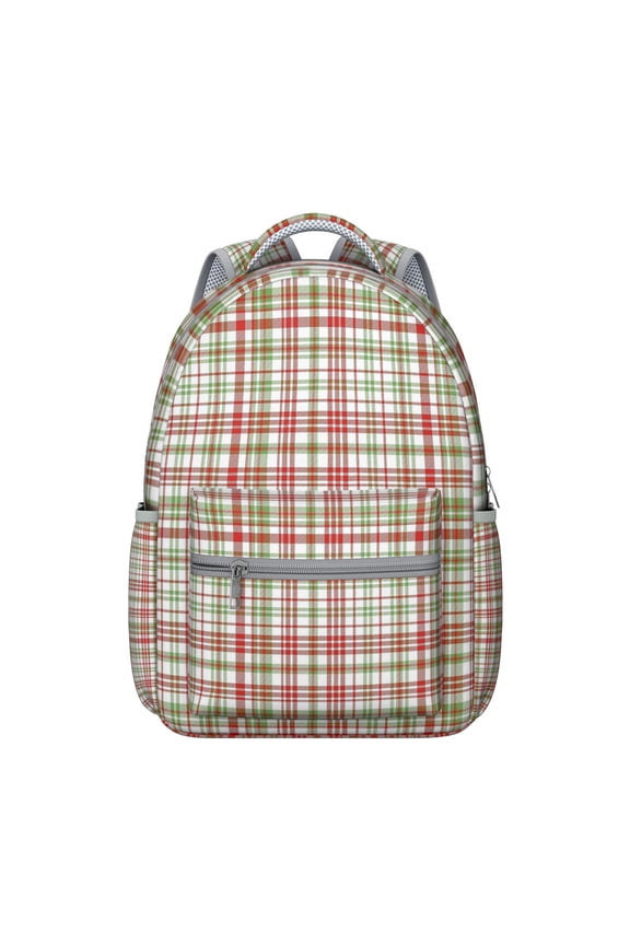 Geometric Plaid Backpack Striped and Checkered Fusion Design Stylish Students School Bag