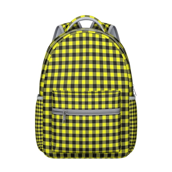 Geometric Plaid Backpack Striped and Checkered Fusion Design Stylish Students School Bag
