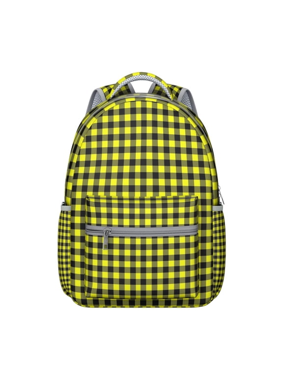 Geometric Plaid Backpack Striped and Checkered Fusion Design Stylish Students School Bag