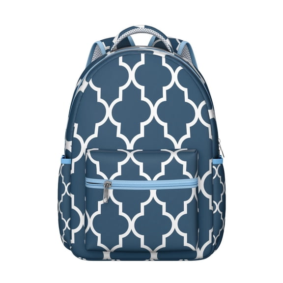 Geometric Plaid Backpack Striped and Checkered Fusion Design Stylish Students School Bag