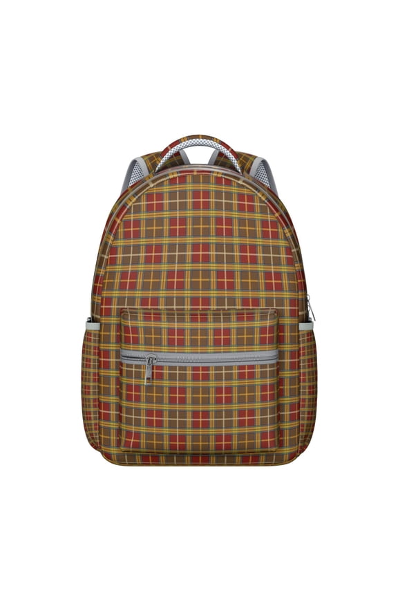 Geometric Plaid Backpack Striped and Checkered Fusion Design Stylish Students School Bag