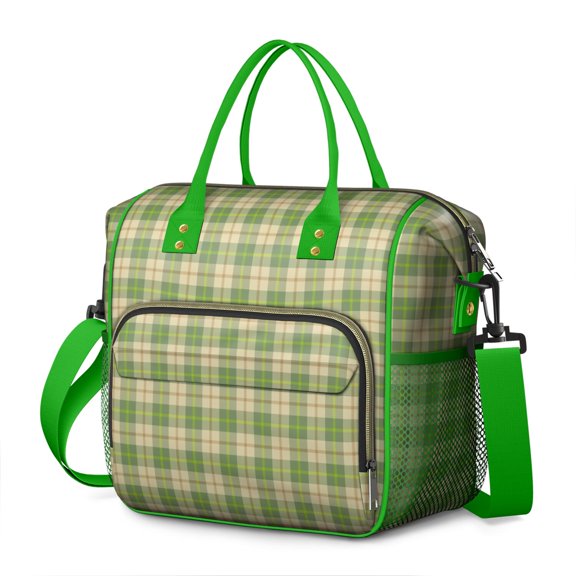Geometric Plaid Leakproof Lunch Box - Thermal Insulated Cooler Bag for Fitness Lovers, Parents & Travelers