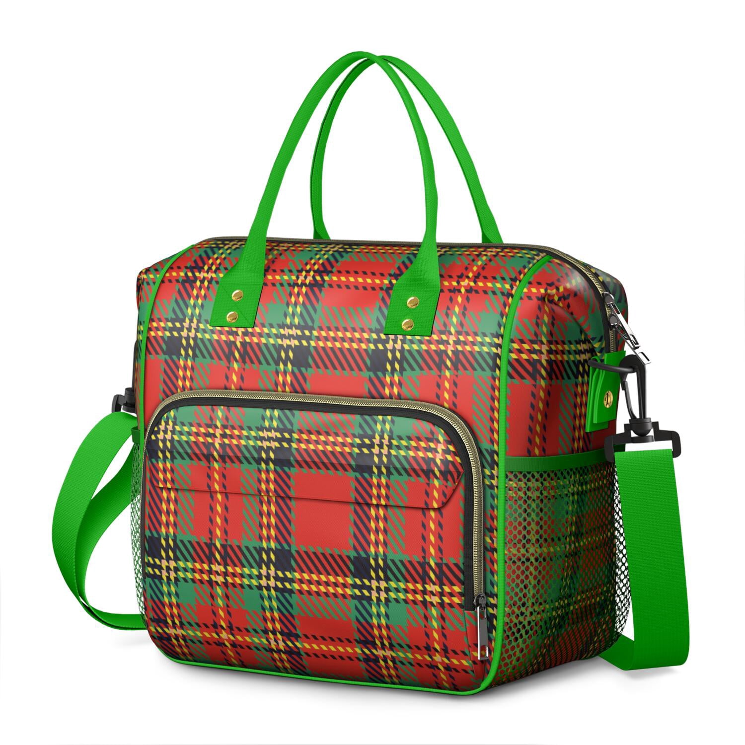 Geometric Plaid Leakproof Lunch Box - Thermal Insulated Cooler Bag for Fitness Lovers, Parents & Travelers