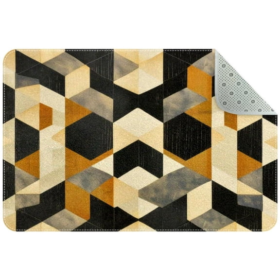 Geometric Plaid Pattern Entryway Rug, 2x3 Area Rug Indoor Door Mat Non-slip Washable Floor Carpet Rug for Bedroom Office Dining Room Bathroom