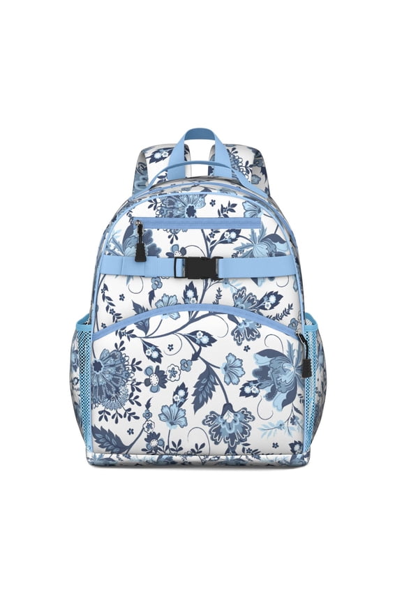Geometric Plaid Waterproof School Backpack - Durable Book Bag with Side Pockets