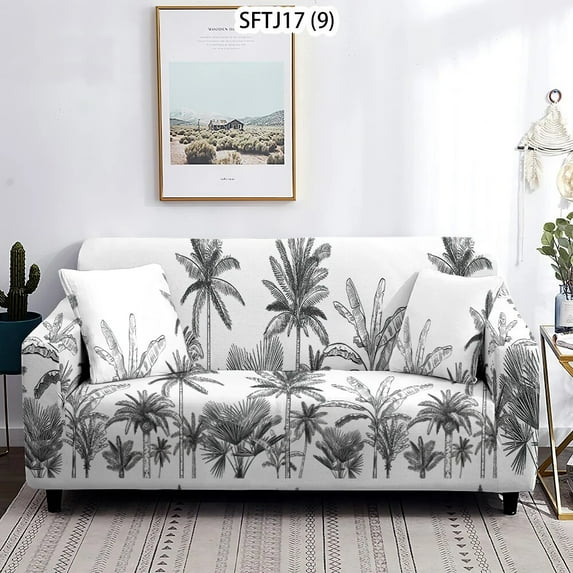 Geometric Plant Stretch Print Elastic Sofa Cover Living Room Sofa Chair Sofa Cover Home r Protective Cover 1/2/3/4 Seats
