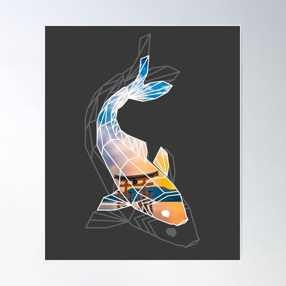 Geometric Polygon Carp Fish Art Photography Wall Print Poster Wall Art, Modern Wall Decor For Living Room Bedroom, 24x36 UNFRAMED