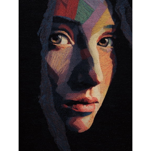 Geometric Portrait Textile Canvas Print, Perfect for Living Room Bedroom Office Dining Room Decor