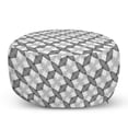 thumbnail image 1 of Geometric Pouf Cover with Zipper, Modernistic Abstract Grid with Nested Rhombuses in Greyscale Layout, Soft Decorative Fabric Unstuffed Case, 30" W X 17.3" L, Charcoal Grey and White, by Ambesonne, 1 of 3