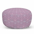 thumbnail image 1 of Geometric Pouf Cover with Zipper, Repeating Diagonal Lines with Geometric Design Modern Design, Soft Decorative Fabric Unstuffed Case, 30" W X 17.3" L, Blue Vermilion White, by Ambesonne, 1 of 3