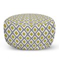 thumbnail image 1 of Geometric Pouf Cover with Zipper, Repetitive Simplistic Abstract Rhomb Check Pattern in Bicolour Design, Soft Decorative Fabric Unstuffed Case, 30" W X 17.3" L, Dimgray Khaki White, by Ambesonne, 1 of 5