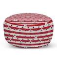 thumbnail image 1 of Geometric Pouf Cover with Zipper, Stars and Stripe Themed Arrangement Soft Colored Design Celebration, Soft Decorative Fabric Unstuffed Case, 30" W X 17.3" L, Navy Blue Coconut Red, by Ambesonne, 1 of 3