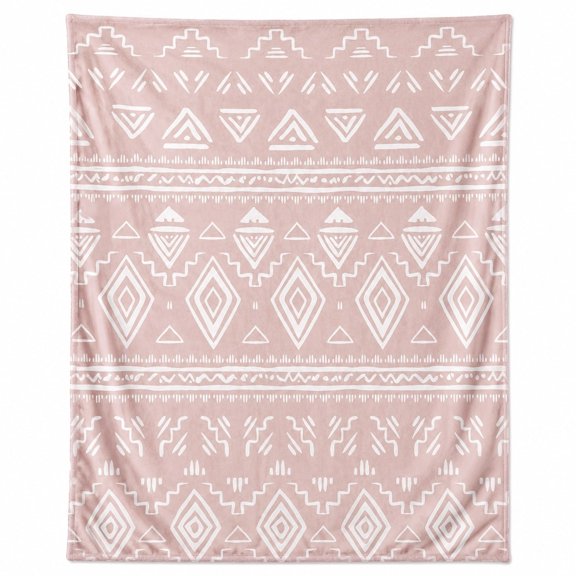 Geometric Print Fleece Throw Blanket, Soft 280 Gsm Polyester, Modern Decor for Couch, Sofa & Bed